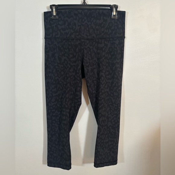 Lululemon Wunder Under Crop Leggings 21β Black Camo High Rise Size 10 - Picture 1 of 11